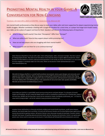 "Promoting Mental Health in Your Game" - Gamehole Con, October 2023