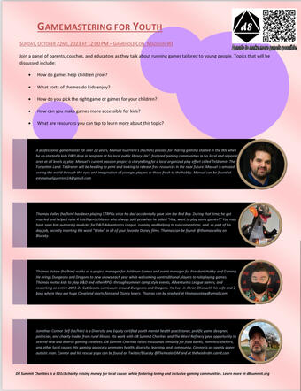 "Gamemastering for Youth" - Gamehole Con, October 2023