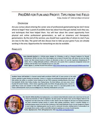 "ProDM for Fun and Profit" - Gamehole Con, October 2022