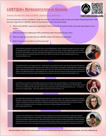 "LGBTQIA+ Representation in Gaming" - Gamehole Con, October 2023